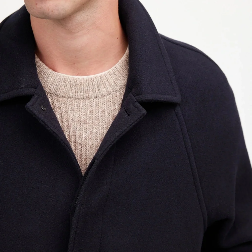 New MADEWELL Mens XS Raglan-Sleeve Topcoat Italian Fabric Deep Navy $398 NS361 - Picture 3 of 6